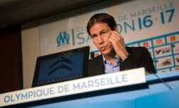 Le nouvel entraîneur de l'OM Rudi Garcia en conférence de presse au centre d'entraînement du club, le 21 octobre 2016 