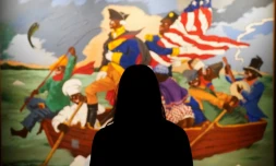 Le tableau "George Washington Carver Crossing the Delaware: Page from an American History Textbook" de Robert Colescott