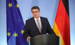 Sigmar Gabriel lors d'une conférence de presse le 8 mars 2017 à Berlin