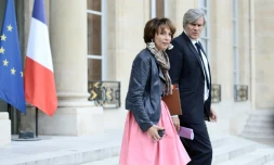 La ministre de la Santé et des Affaires sociales, Marisol Touraine, et le ministre de l'Agriculture et porte-parole du gouvernement, Stéphane Le Foll, à la sortie du conseil des ministres, le 28 septembre 2016, à l'Elysée à Paris