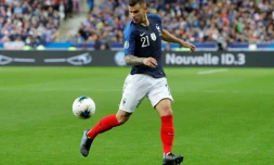 Le Français Lucas Hernandez lors de la réception de l'Albanie au Stade de France le 7 septembre 2019