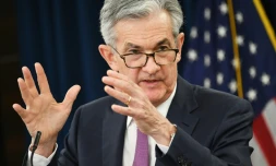 Le président de la Banque centrale américaine, Jerome Powell, le 1er mai 2019 lors d'une conférence de presse à Washington