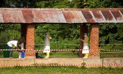 Photo fournie par l'Unicef le 13 mai 2018 montrant du personnel sanitaire à l'hôpital de Bikoro en RDC