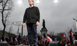Le candidat de la France Insoumise, Jean-Luc Mélenchon, le 18 mars 2017 lors d'un meeting à Paris
