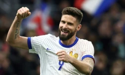Olivier Giroud, le meilleur buteur de l'histoire des Bleus, lors du match amical France-Chili, le 26 mars 2024 Ă Marseille