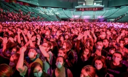 Concert-test à Bercy, à Paris le 29 mai 2021, du DJ Etienne de Crécy et d'Indochine