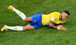 L'attaquant brésilien Neymar lors du quart de finale face aux Belges, à Kazan, le 6 juillet 2018