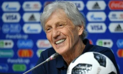 Le sélectionneur de la Colombie, Jose Pekerman, au cours d'une conférence de presse le 27 juin 2018, avant la rencontre face au Sénégal à Samara 