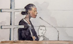Croquis d'audience représentant Fabienne Kabou, le 20 juin 2016 à Saint-Omer dans le Pas-de-Calais