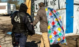 Evacuation de la zone sud de la "Jungle" le 4 mars 2016 Ă Calais