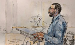 Un CRS au palais de Justice de Paris le 21 novembre 2019, jugé pour avoir lancé un pavé en direction de  "gilets jaunes" le 1er mai