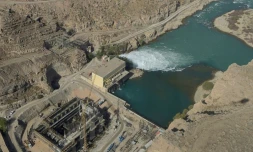 Vue aérienne du barrage hydroélectrique de Kajaki, le 21 mars 2021 dans la province du Helmand, en Afghanistan