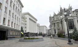 Le siÚge de la présidence ukrainienne au centre de Kiev le 22 février 2014