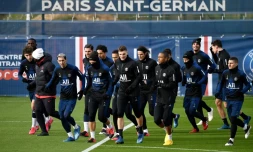 Les joueurs du Paris-SG Ă l'entraĂźnement Ă Saint-Germain-en-Laye, le 3 mars 2020