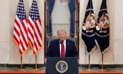 Le président américain Donald Trump s'exprime lors d'une allocution à la nation sur la guerre en Iran, à la Maison Blanche à Washington, le 1er avril 2026