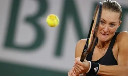 Kristina Mladenovic contre l'Allemande Laura Siegemund au premier tour de Roland-Garros, le 29 septembre 2020 à Paris