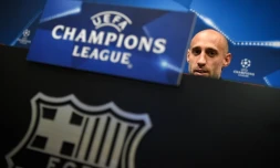 Pep Guardiola à une conférence de presse au Camp Nou à Barcelone, le 18 octobre 2016 avant la rencontre de Manchester City et de son ancien club le Barça