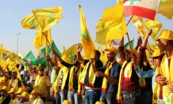 Des supporters du mouvement chiite libanais Hezbollah lors d'un rassemblement à Baalbeck, le 31 août 2017