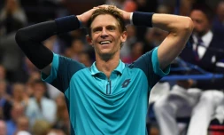 Le Sud-Africain Kevin Anderson après sa victoire en demi-finale de l'US Open, vendredi 8 septembre 2017 à New York