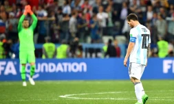 Le capitaine de l'Argentine Lionel Messi après le 3e but des Croates lors du Mondial, le 21 juin 2018 à Nijni Novgorod 
