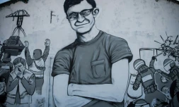 Un graffiti géant représentant Steve Maia Caniço, le 29 juillet 2019 à Nantes, en Loire-Atlantique
