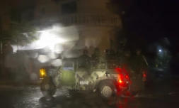 Patrouille de militaires le 23 octobre 2015 a Puerto Vallarata au Mexique avant l'arrivée de l'ouragan Patricia
