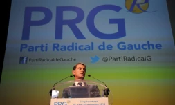 Le Premier ministre Manuel Valls au 100e congrès du Parti Radical de Gauche, le 20 septembre 2015 à Montpellier