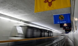 Un train du Sénat américain sur les rails installés dans les sous-sols du Capitole, le 17 septembre 2021