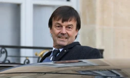 Nicolas Hulot quitte l'Elysée à Paris le 8 février 2018