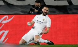 Karim Benzema auteur d'un doubké pour le Real Madrid contre l'Athletic Bilbao au stade Alfredo di Stefano, le 15 décembre 2020