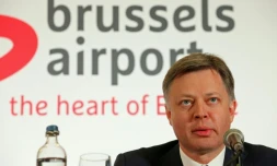 Le PDG de l'aéroport de Bruxelles, Arnaud Feist, lors d'une conférence de presse à Zaventem en Belgique, le 2 avril 2016
