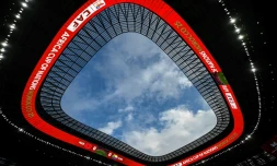Vue du toit du stade Moulay Abdellah depuis l'intérieur de l'enceinte à quelques heures du match d'ouverture de la CAN entre le Maroc et les Comores, le 21 décembre 2025
