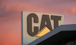 Panneau avec le logo du groupe Caterpillar, dans la ville d'Industry, en Californie, le 26 janvier 2009
