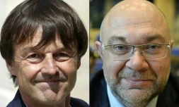 COMBO de photos avec le ministre de l'Agriculture, Stéphane Travert le 4 janvier 2017, et celui de la Transition écologique, Nicolas Hulot, le 22 juin 2017
