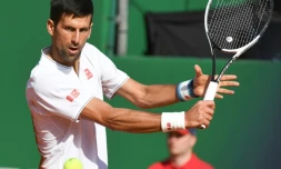 Le Serbe Novak Djkovic face au Belge David Goffin en quarts au Masters 1000 de Monte-Carlo, le 21 avril 2017