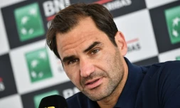 Roger Federer en conférence de presse, le 14 mai 2019 à Rome