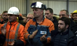 Des travailleurs à l'aciérie Ascoval de Saint-Saulve (Nord), le 19 décembre 2018
