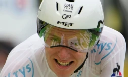 Le Slovène Tadej Pogacar vainqueur de la 5e étape du Tour de France, un contre-la-montre entre Change et Laval, le 30 juin 2021