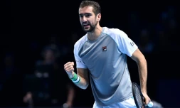 Le Croate Marin Cilic vainqueur de l'Américain John Isner au Masters, le 14 novembre 2018 à Londres  