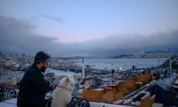 Un homme et son chien à Istanbul, le 2 janvier 2020