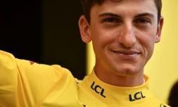 L'Italien Giulio Ciccone, 2e de la 6e étape du Tour de France et nouveau maillot jaune, le 11 juillet 2019 à La Planche des Belles Filles 