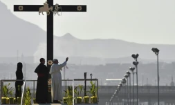 Le pape François célÚbre une messe à la frontiÚre entre le Mexique et les Etats-Unis, à Ciudad Juarez le 17 février 2016