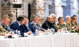 Photo du ministère turc des affaires étrangères, lors des pourparlers de paix Ukraine/Russie, à Istanbul le 16 mai 