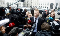 Le procureur Jakob Buch-Jepsen parle à la presse avant l'ouverture du procès de Peter Madsen à Copenhague, le 8 mares 2018