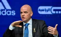 Le président de la Fifa Gianni Infantino lors d'une conférence internationale sur les sports, le 28 décembre 2016 à Dubaï