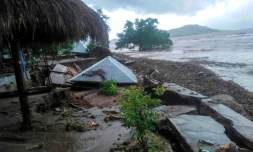 Importants dégùts à Lembata (Indonésie) aprÚs des inondations, le 5 avril 2021