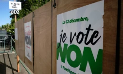 Des affiches électorales appelant à voter "non" au référendum, le 10 décembre 2021 à Nouméa, en Nouvelle-Calédonie