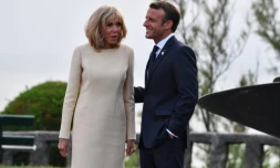 Le président Emmanuel Macron et son épouse Brigitte Macron, le 24 août 2019 à Biarritz
