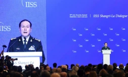 Le ministre chinois de la Défense Wei Fenghe, lors de so discours devant le forum Shangri-La Dialogue à Singapour le 2 juin 2019