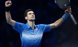 Novak Djokovic à l'issue de sa demi-finale victorieuse devant Rafael Nadal au Masters final de Londres, le 21 novembre 2015
